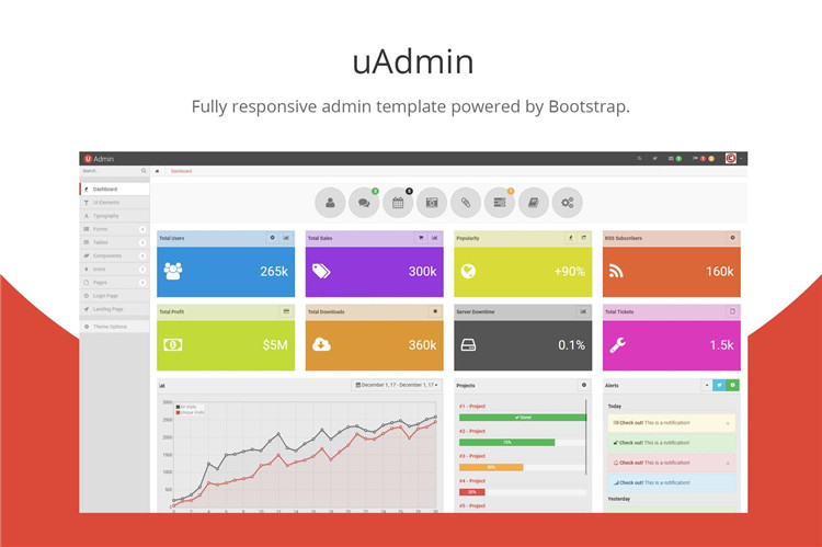 Bootstrap后台管理模板HTML模板uAdmin