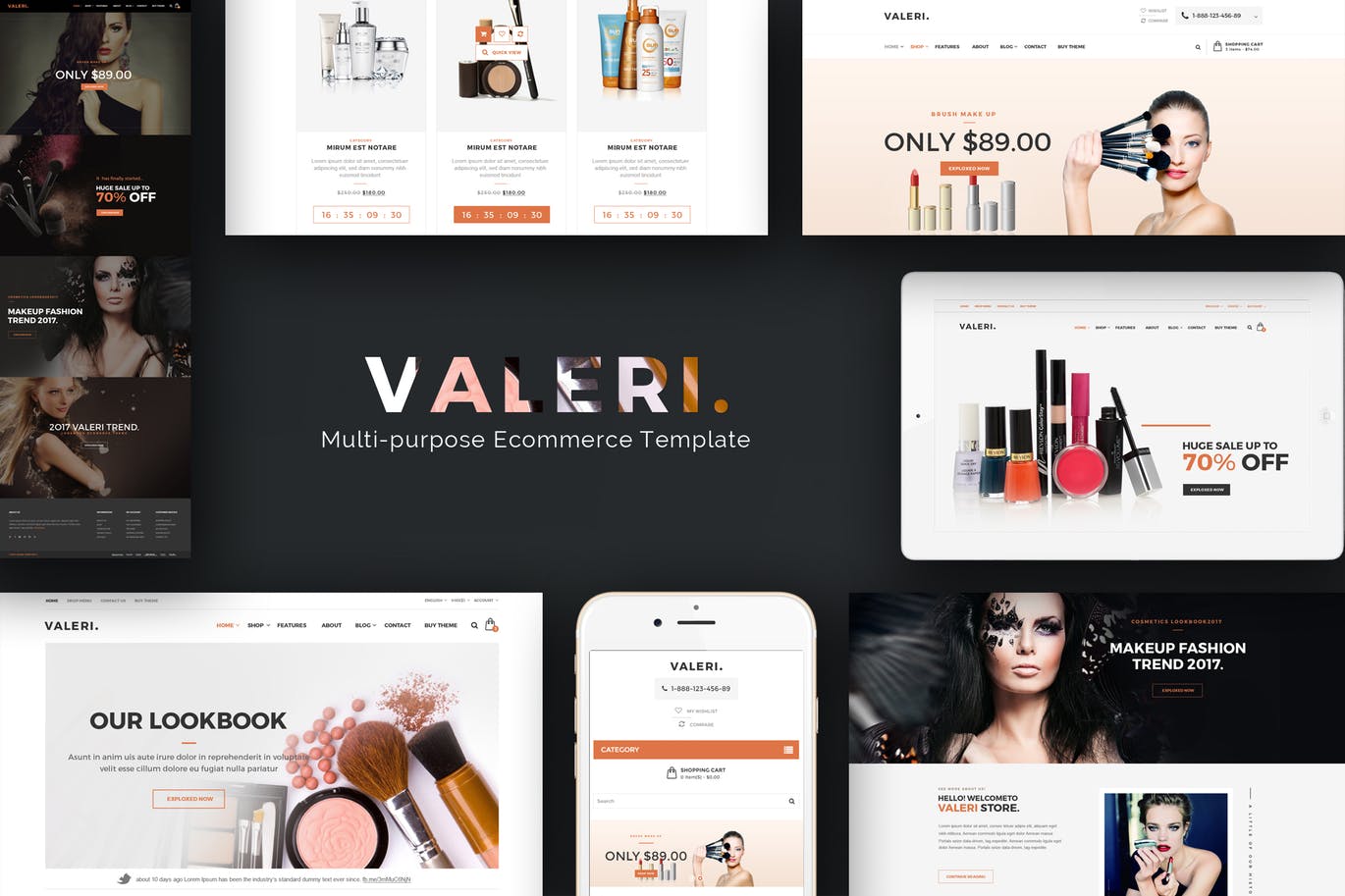 美妆化妆品响应式Opencart主题Valeri