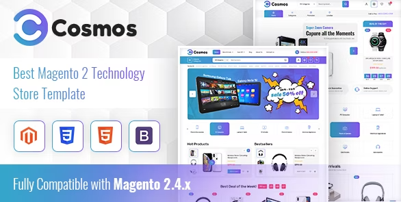 大型科技数码商城风格Magento2主题模板Cosmos