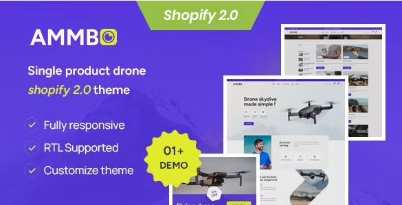 无人机单品FB爆款广告模式Shopify主题模板Ammbo